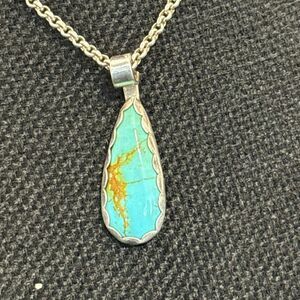 Turquoise and Sterling Silver Pendant, NEW